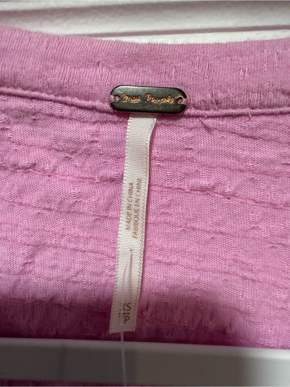 Free People Bubblegum Pink Textured Henley Top